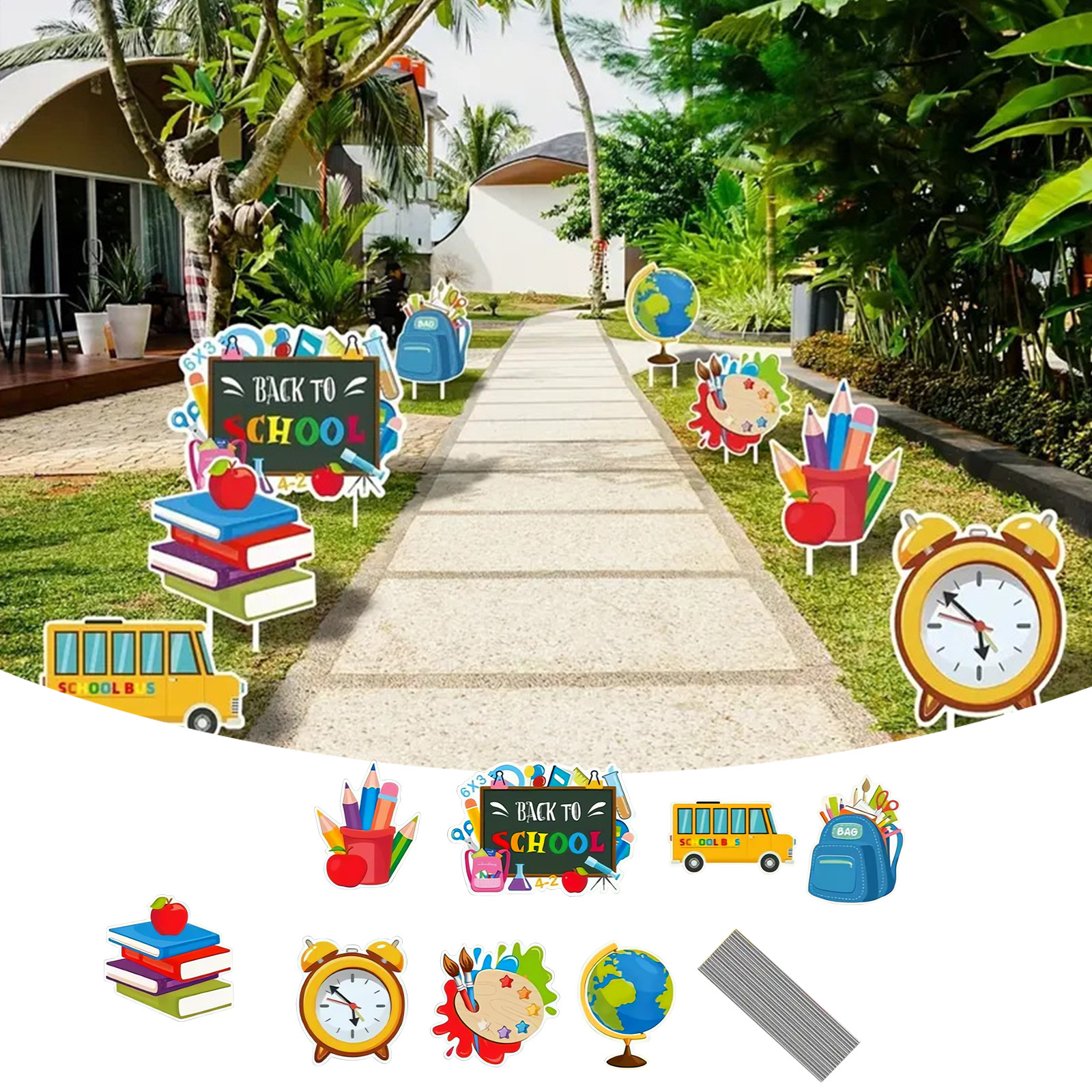 8-Piece Back-to-School Outlet Set - Decorative Stickers For The Desk Area - Party Supplies Set