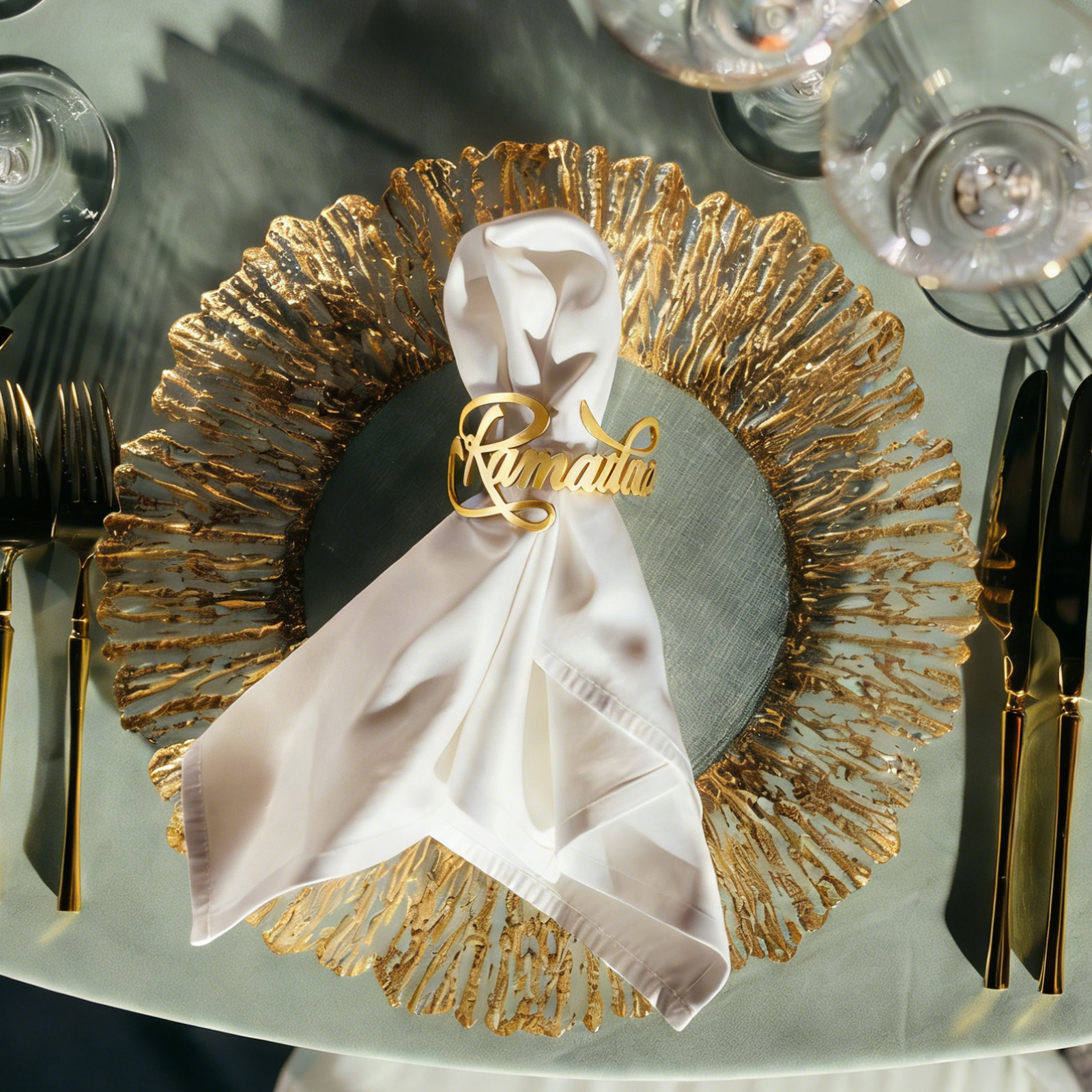 Gold Napkin Ring Set - 8-Piece Napkin Ring Set For Festive Dinners - Party Accessories Set
