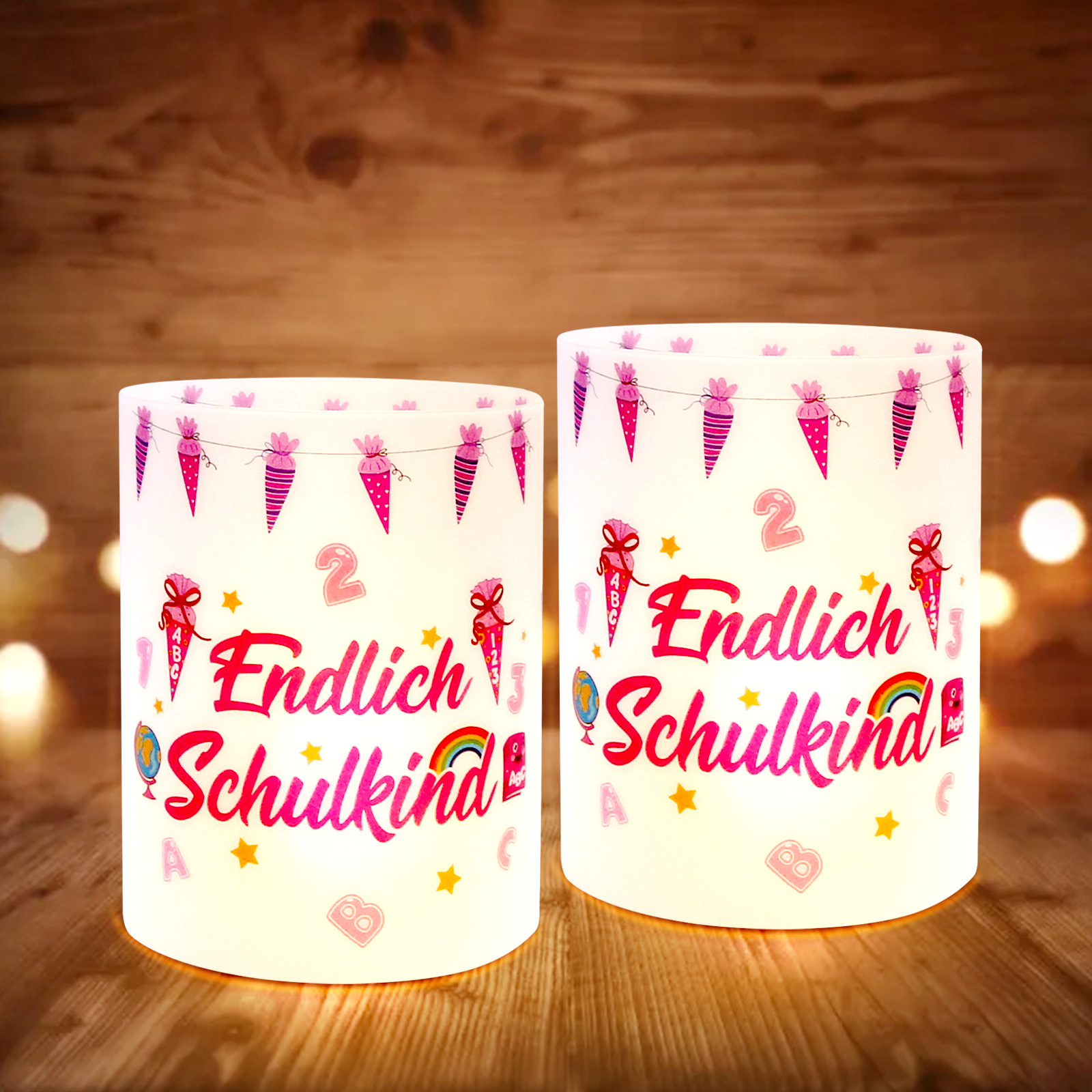 Lantern Table Decor - 12-Piece Set In Pink For First Day Of School - Party Supplies Set