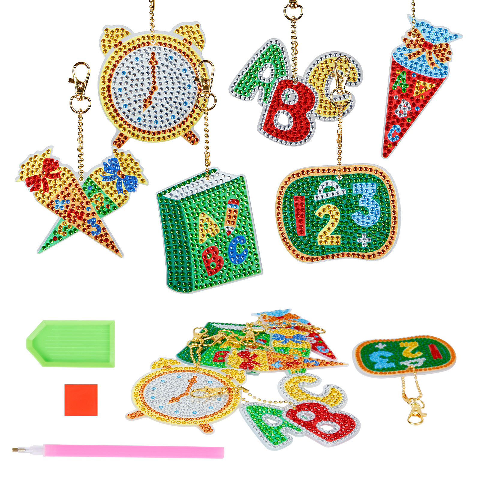 DIY Diamond Painting Keychain - 6-Piece Set For Back-to-School Season - Party Supplies Set