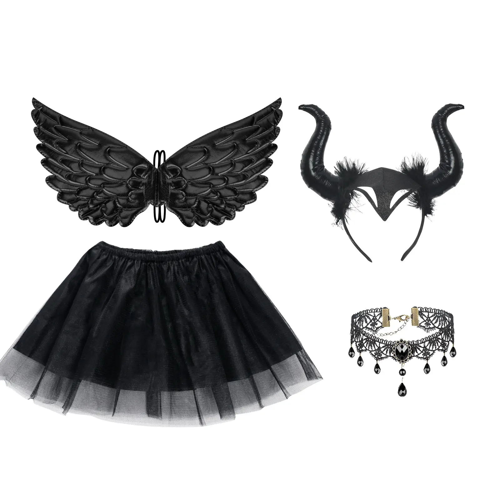 Black Horn Set - 4-Piece Headwear