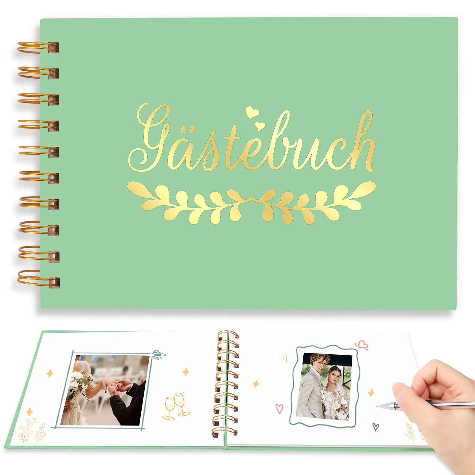 Mint Green Guest Book - An Elegant