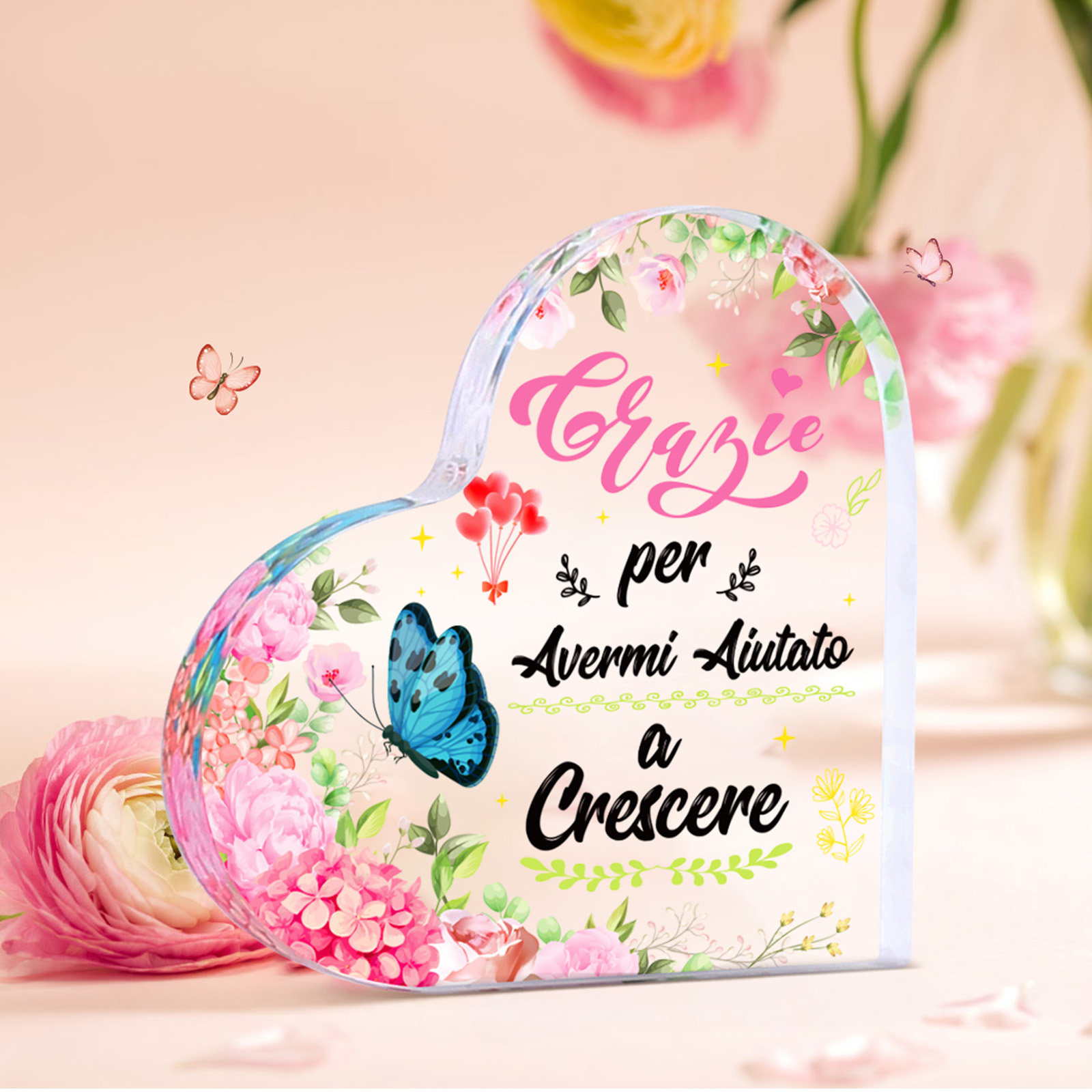 Acrylic Ornament – An Elegant Heart-shaped Piece With A “Thank You” Motif To Express Special Appreciation