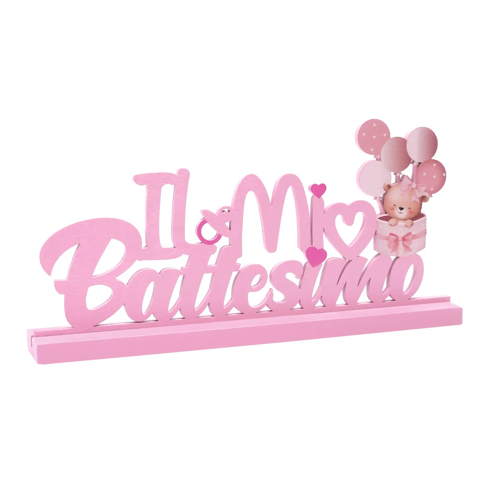 Pink Christening Wooden Decoration – Elegant Piece