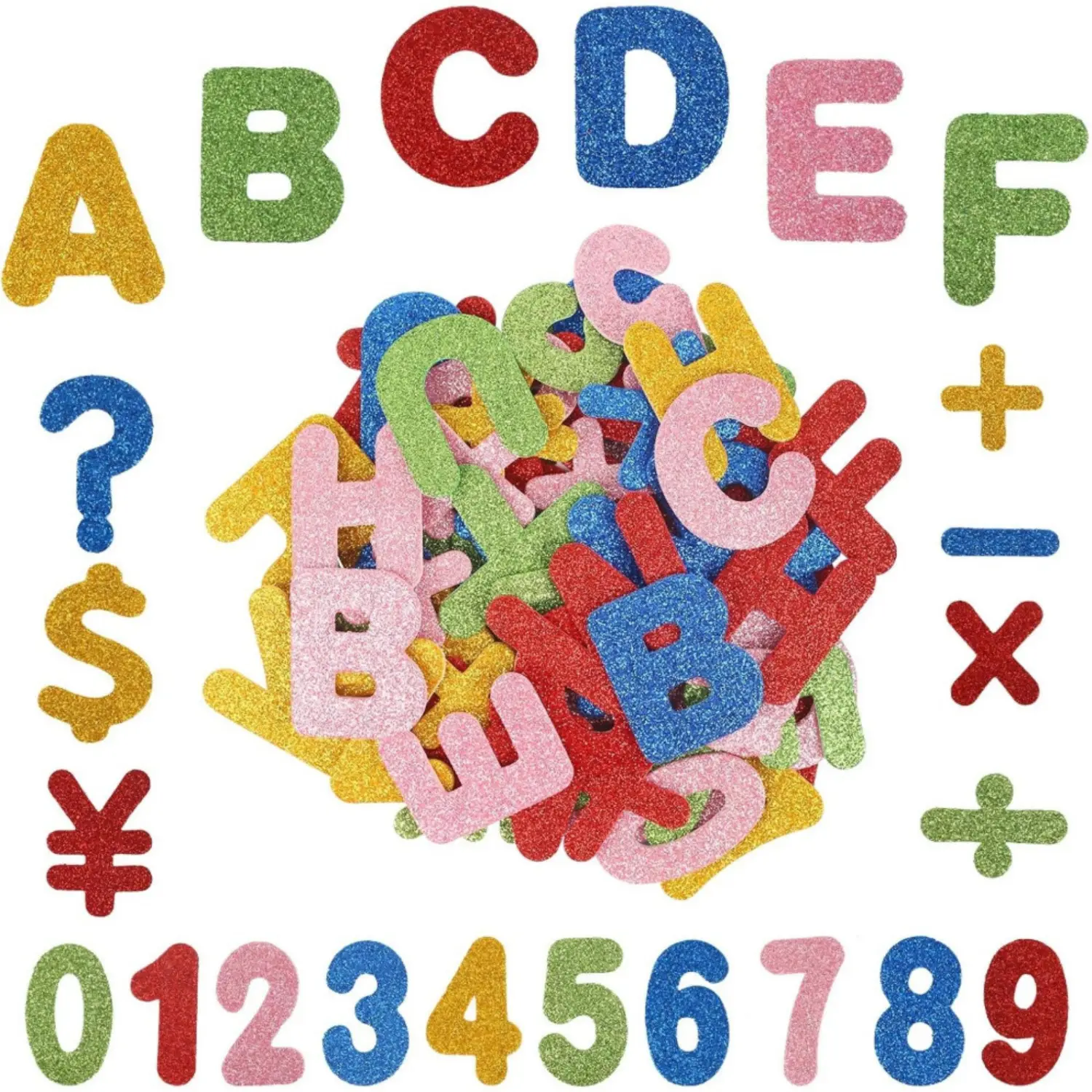 142-Piece Foam Rubber Letter Sticker Set: Glitter