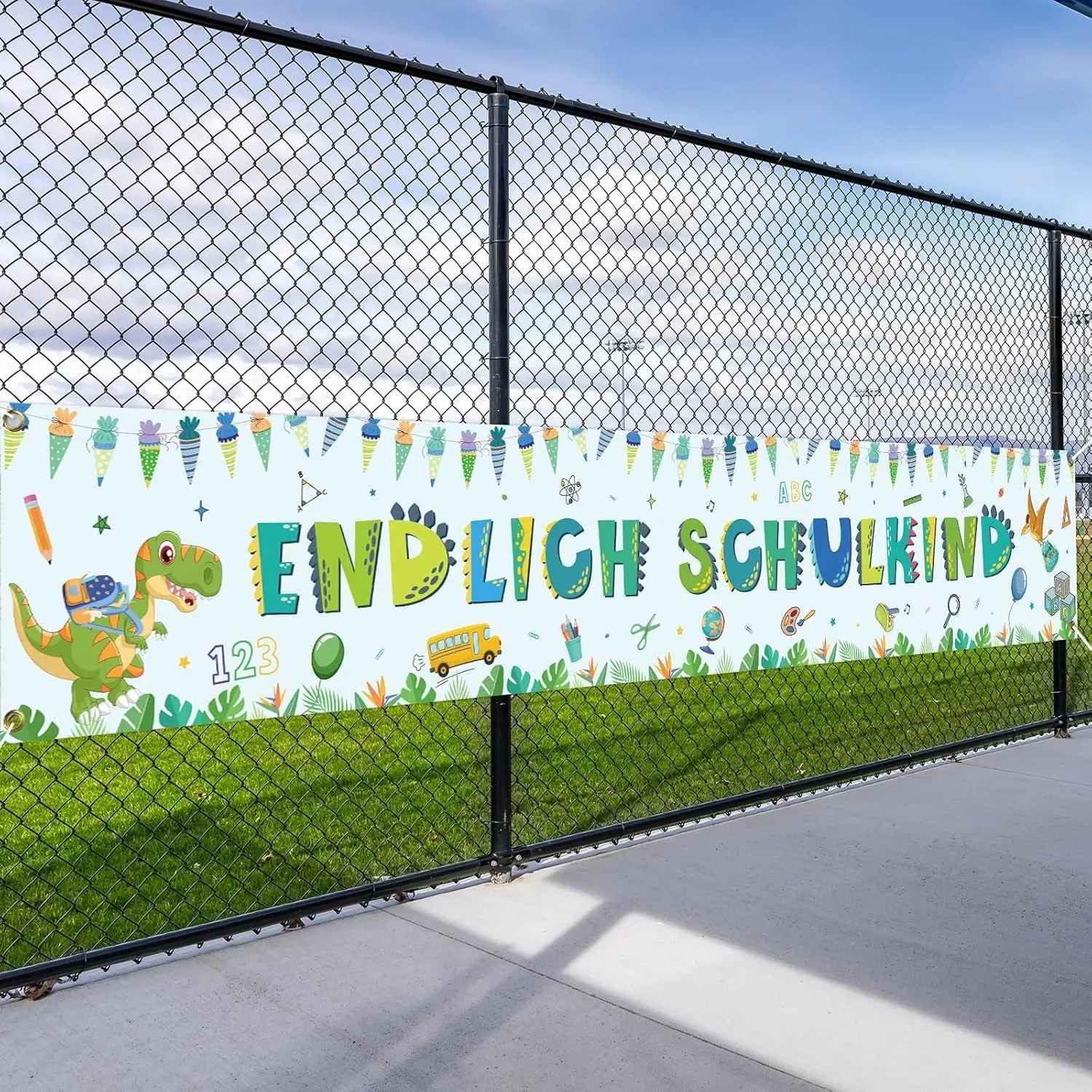Finally! 300x50cm First Day Of School Dinosaur