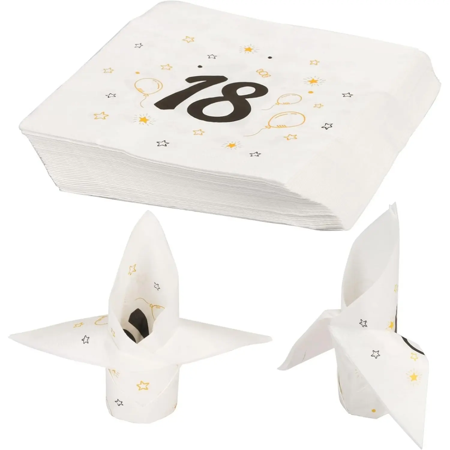 40-Pack 18th Birthday Napkins, Black And Gold