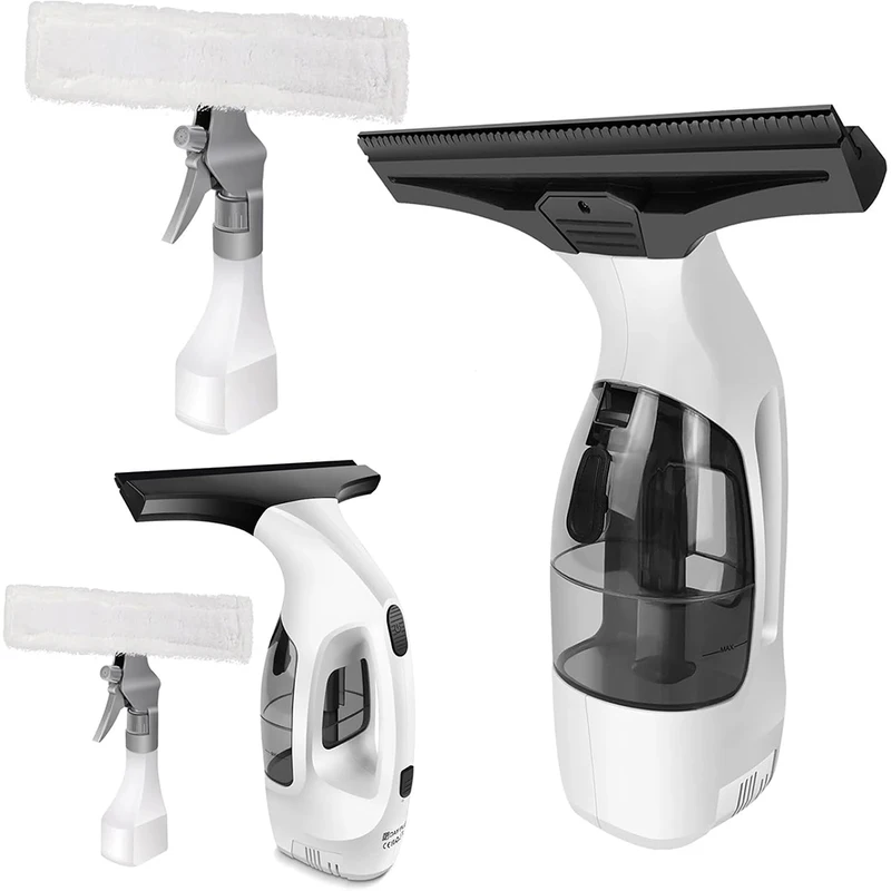 Cordless Electric Window Vacuum Cleaner Tool with Squeegee and 300 ml Spray Bottle for Windows and Mirrors