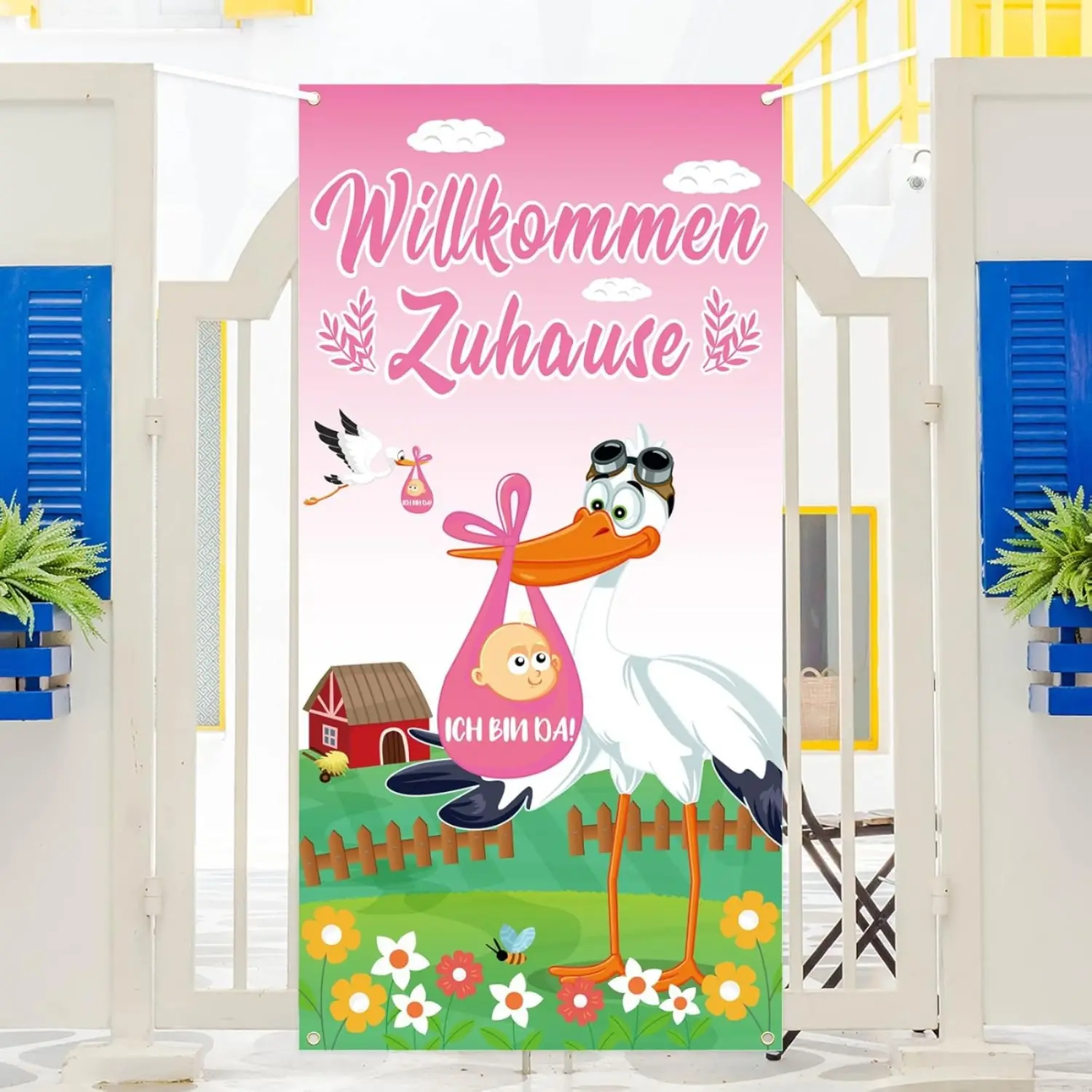 Pink “Welcome Home” Banner, 183 X 90