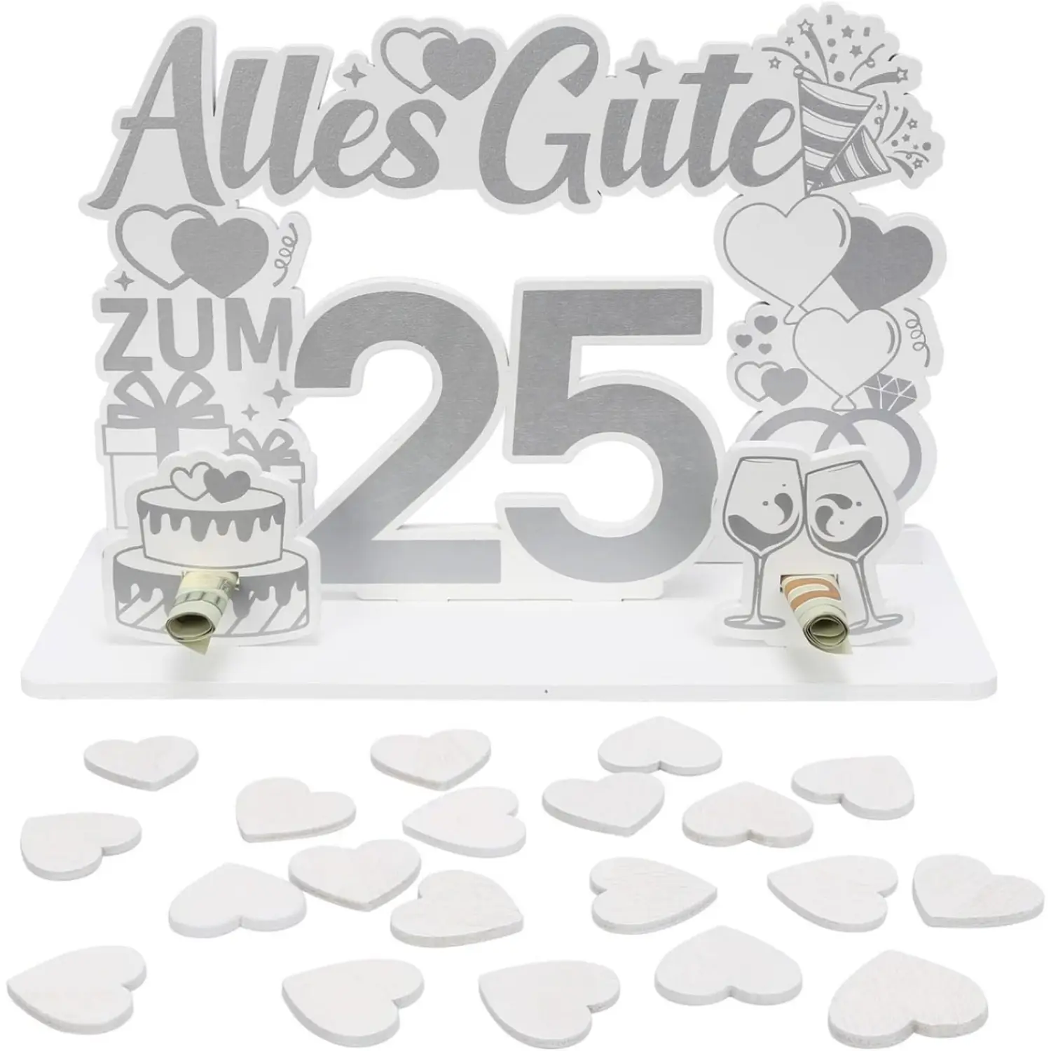 Silver Wedding Anniversary Cash Gift, Wood Creative