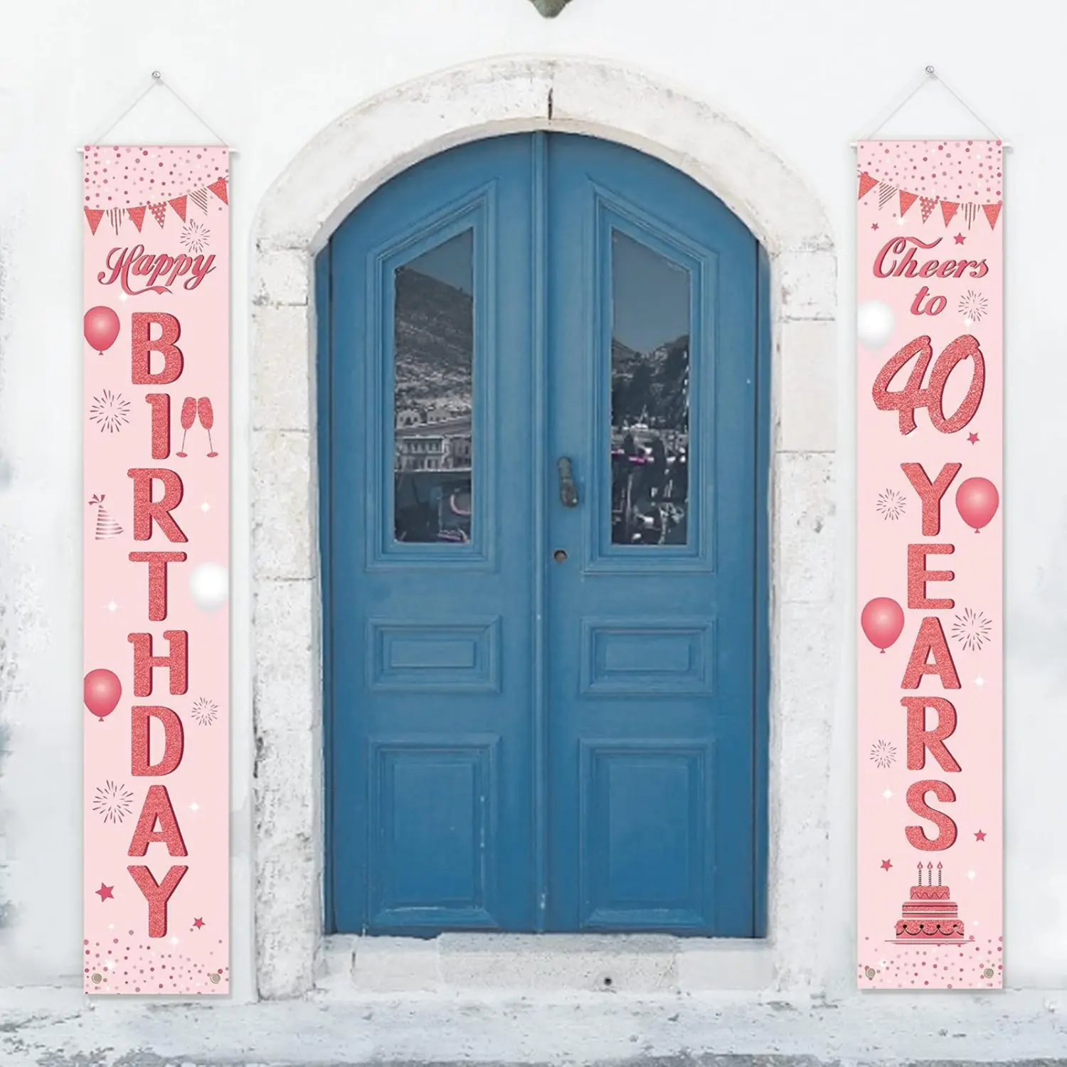 2 “Happy 40th Birthday” Banners - Rose