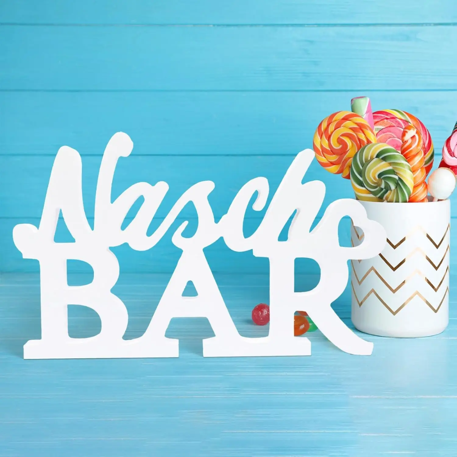 Edible Wooden Sign “Candy Bar” White Candy