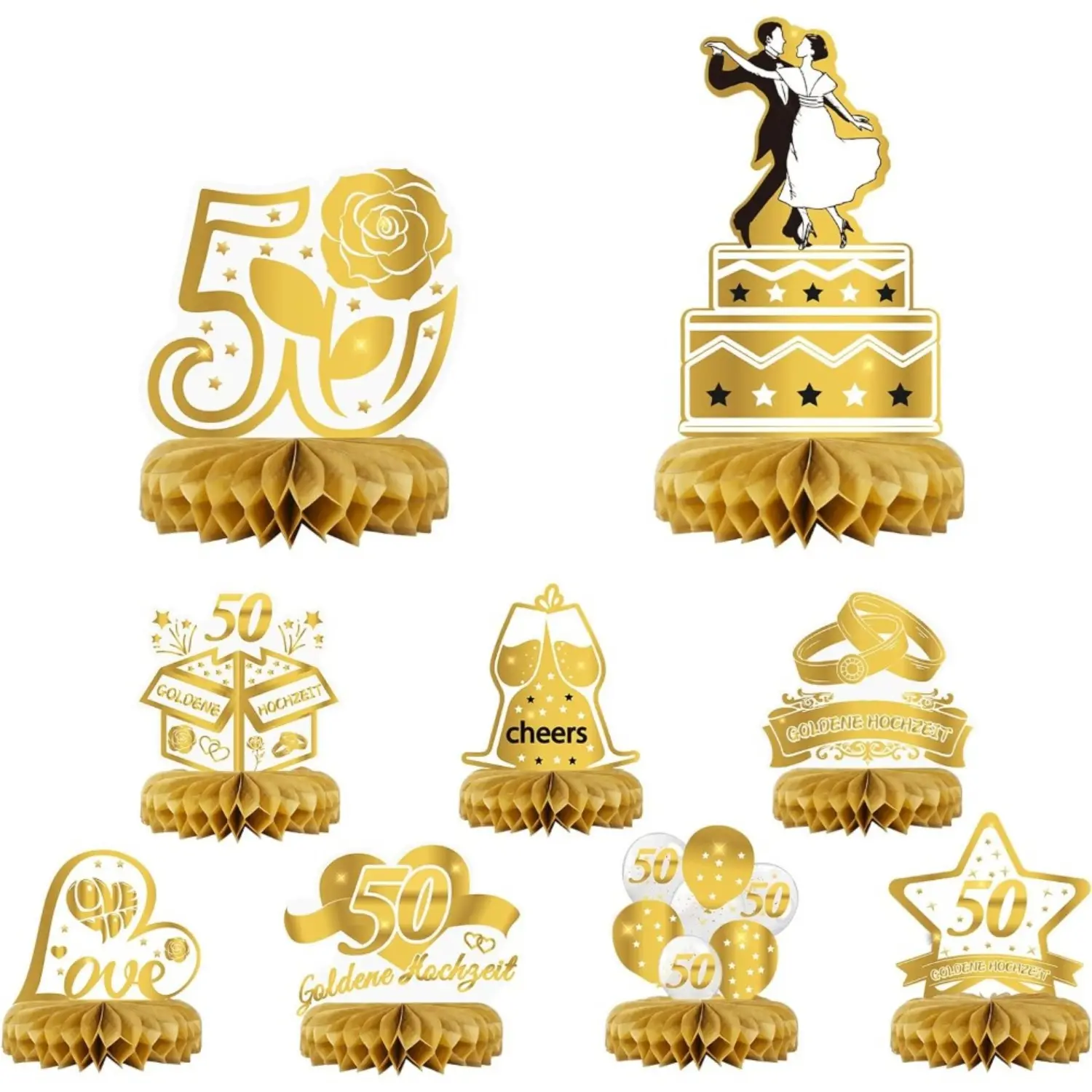 Set Of 9: 50th Golden Wedding Anniversary