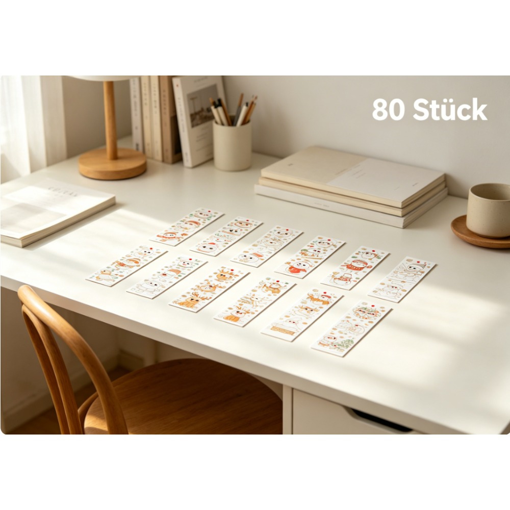 102-Piece Craft Kit For Christmas Bookmarks, With Brushes, String, And 80 Bookmarks To Decorate—Party Supplies