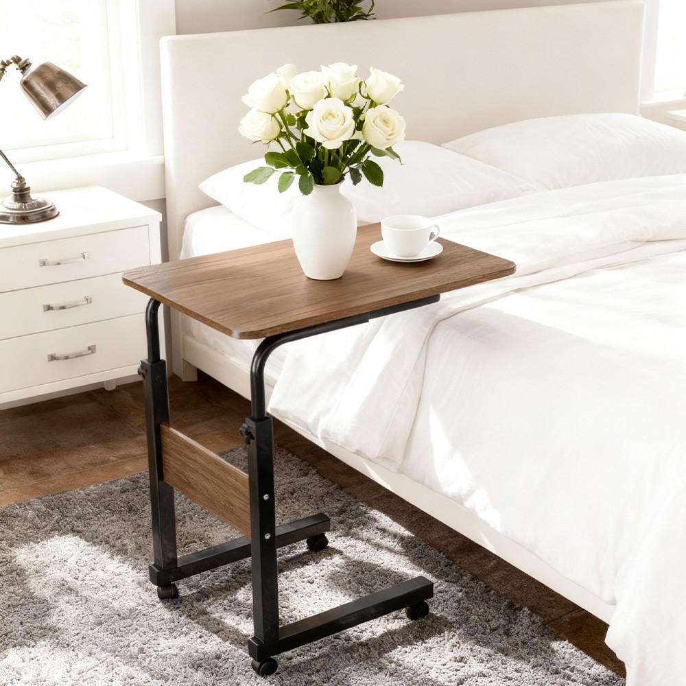 Medical Overbed Bedside Table Adjustable Height With Wheels Hospital Home Desk — image 3