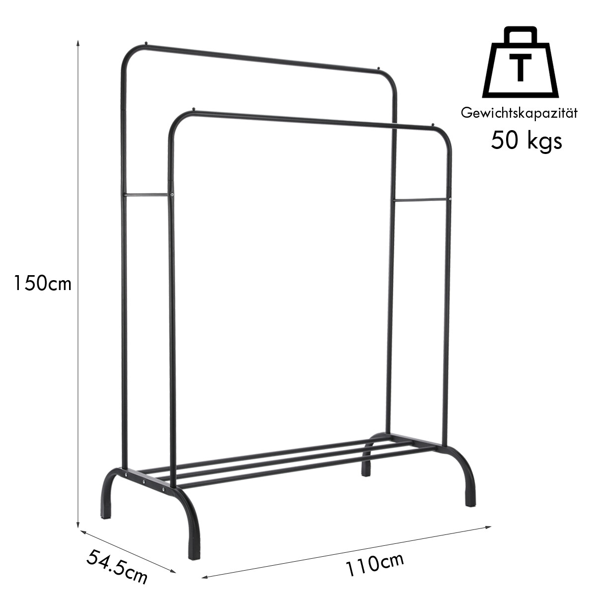 Heavy Duty Double Clothes Rail Hanging Rack Garment Display Stand Shoes Storage — image 5