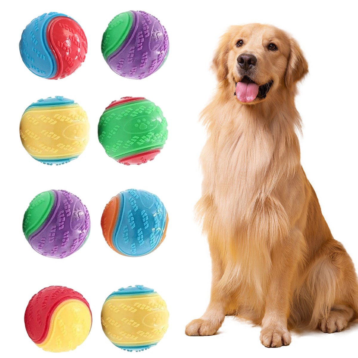 8X Scooby-Doo Durable Squeaky Set Dog Balls For Teeth Cleaning Interactive