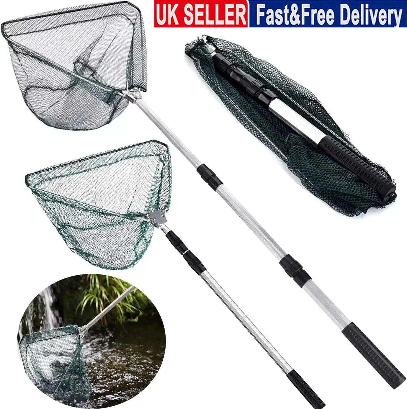 Folding Fishing Pole Landing Net Telescopic Extending