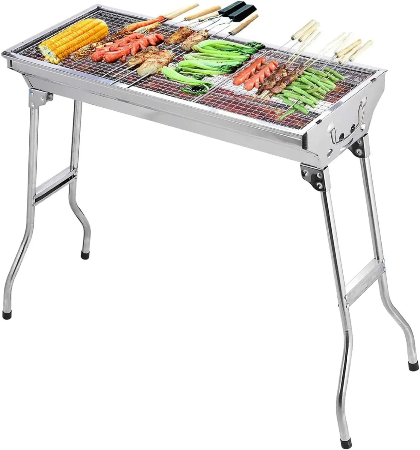 Folding BBQ Charcoal Barbecue Grill Steel Stainless