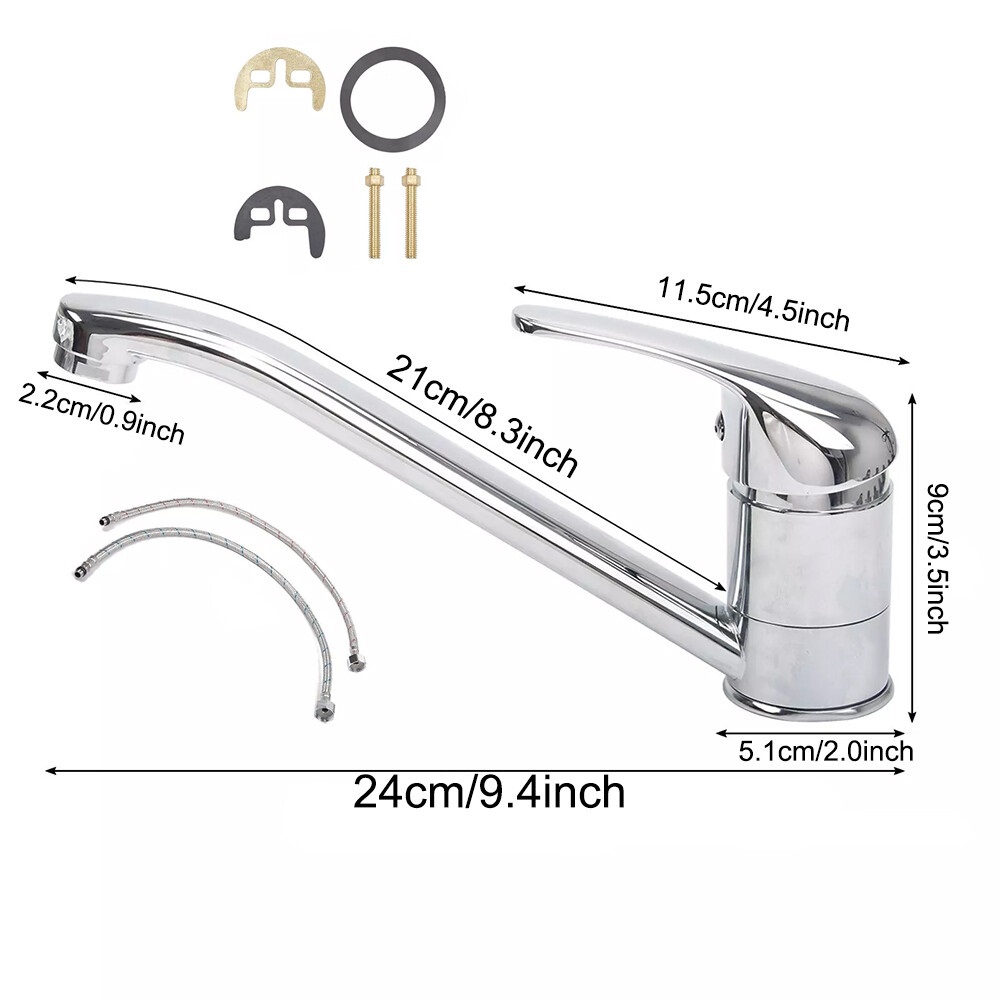 Modern Kitchen Sink Mixer Taps Swivel Spout Single Lever Tap Luna Mono Chrome UK — image 3