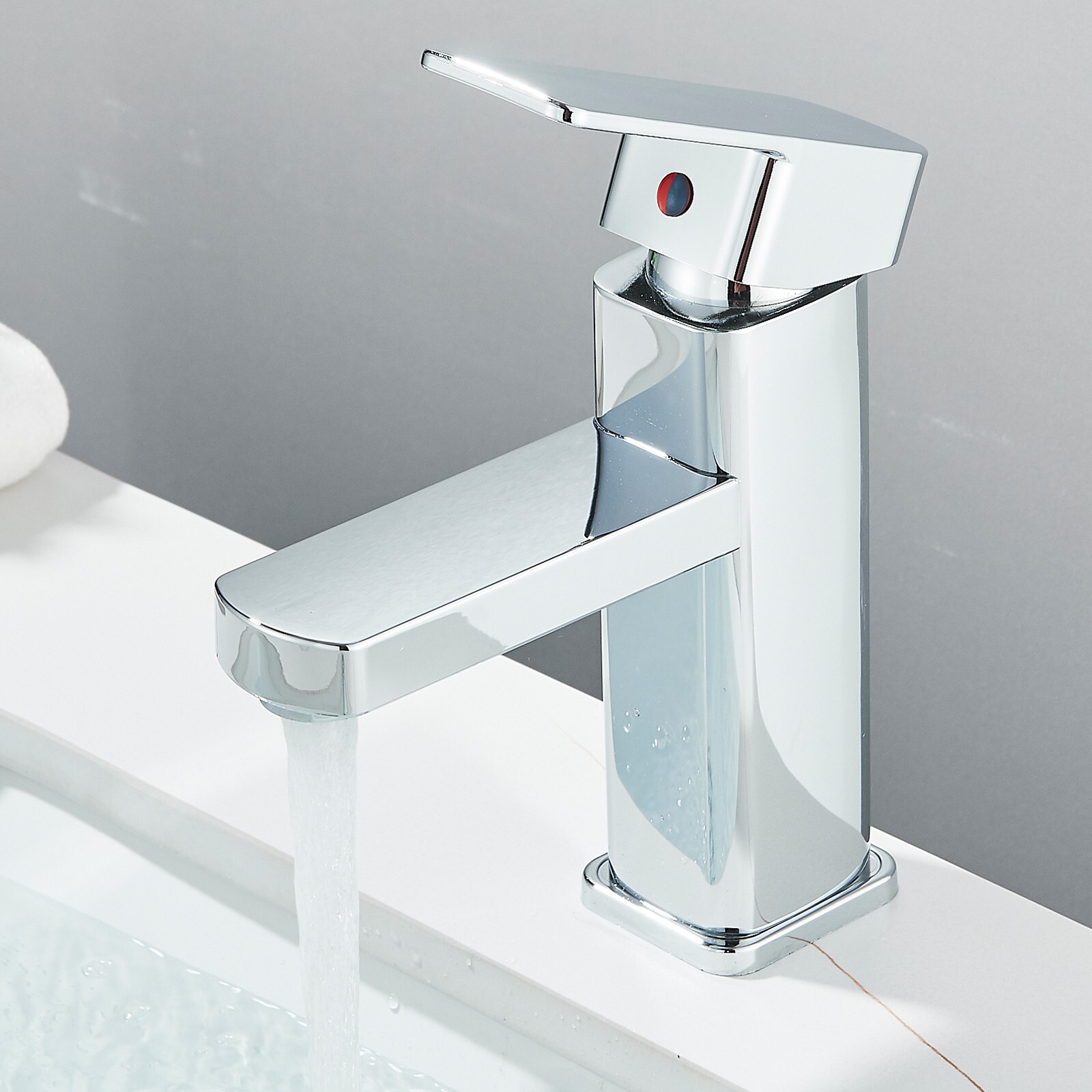 Waterfall Bathroom Sink Tap Cloakroom Basin Mixer Chrome Mono Faucet - Waste Set