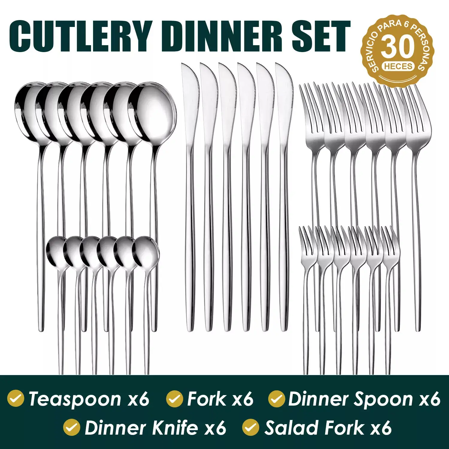 Cutlery Dinner Set Stainless Steel Metal Stand