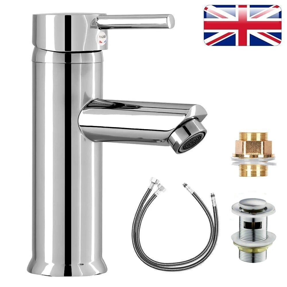 Cisivis Cloakroom Modern Bathroom Basin Sink Mono Chrome Mixer Tap Waste New — image 4