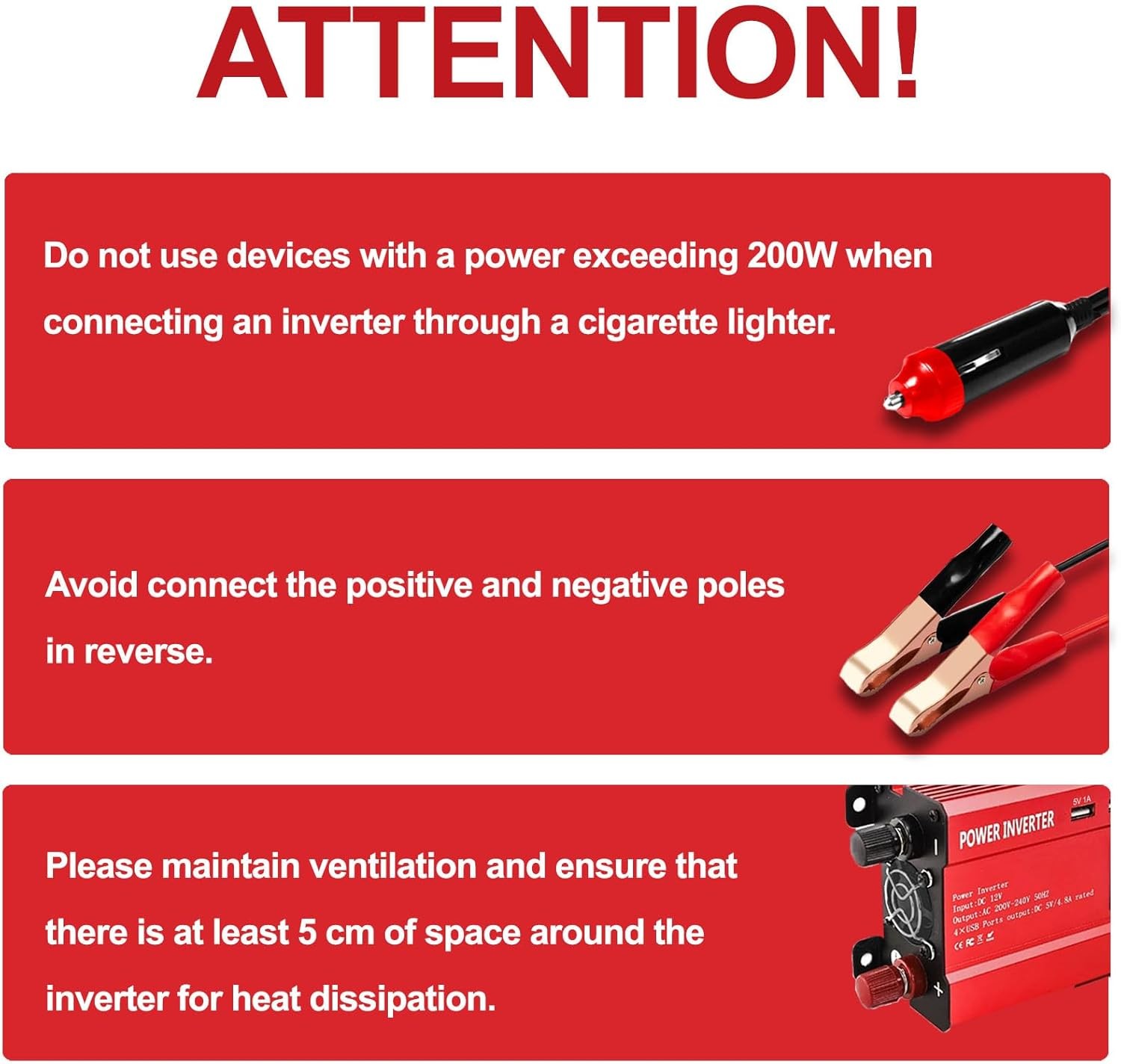 6000W Car Power Inverter DC 12V To 240V Converter With 4 USB P Orts 2 AC Sockets — image 5