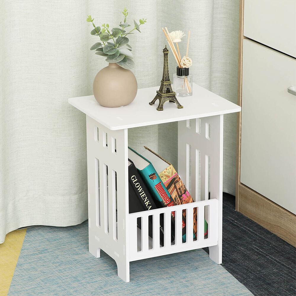 White Tea Coffee Small Table Sofa Side Table Storage Rack