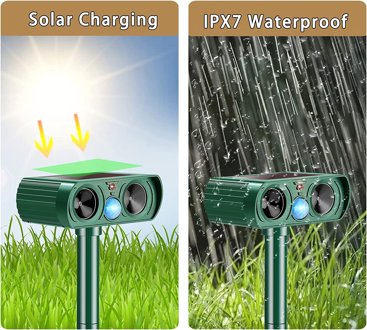 1x Ultrasonic Solar Cat Dog Repellent Fox Pest Scarer Deterrent Repeller Garden — image 3