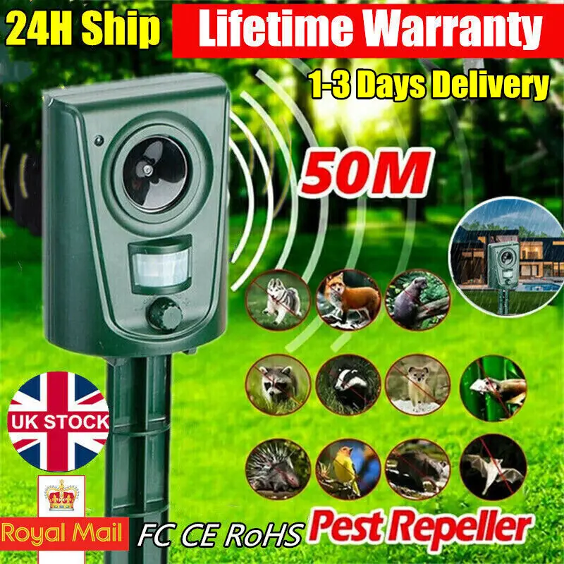 Battery Ultrasonic Garden Deterrent Repeller Animal Bird