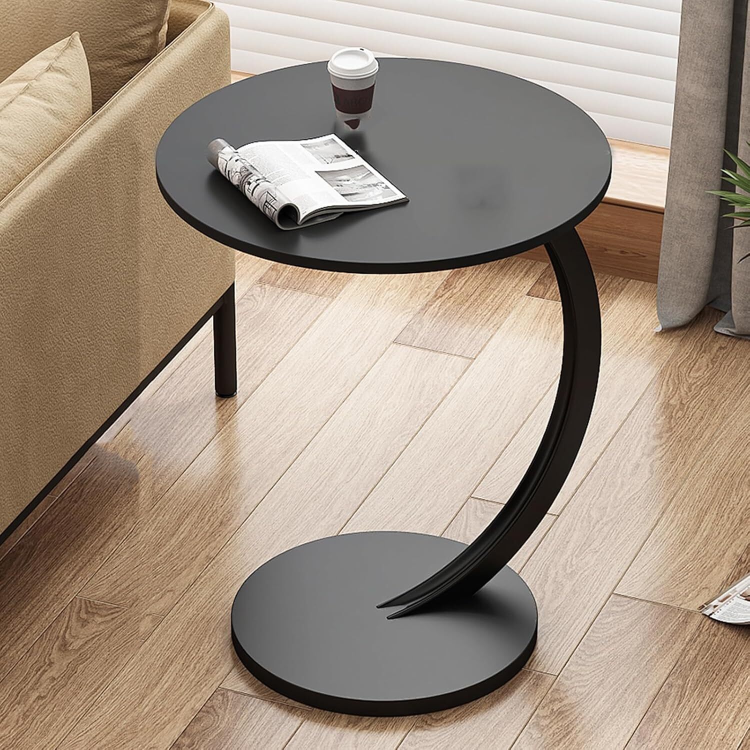 Modern C-Shaped Compact Sofa Side End Table Coffee Laptop Living Room Bedroom 4