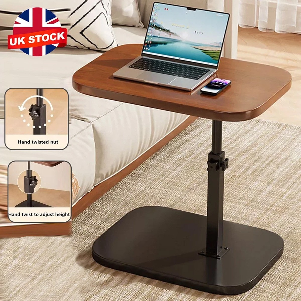 Adjustable C-Shaped Sofa Side End Table Coffee Laptop Table Living Room Bedroom 4
