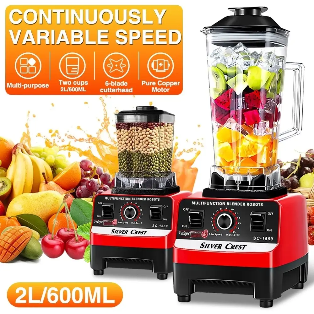 Commercial Blender 2xCups Food Processor Mixer Smoothie