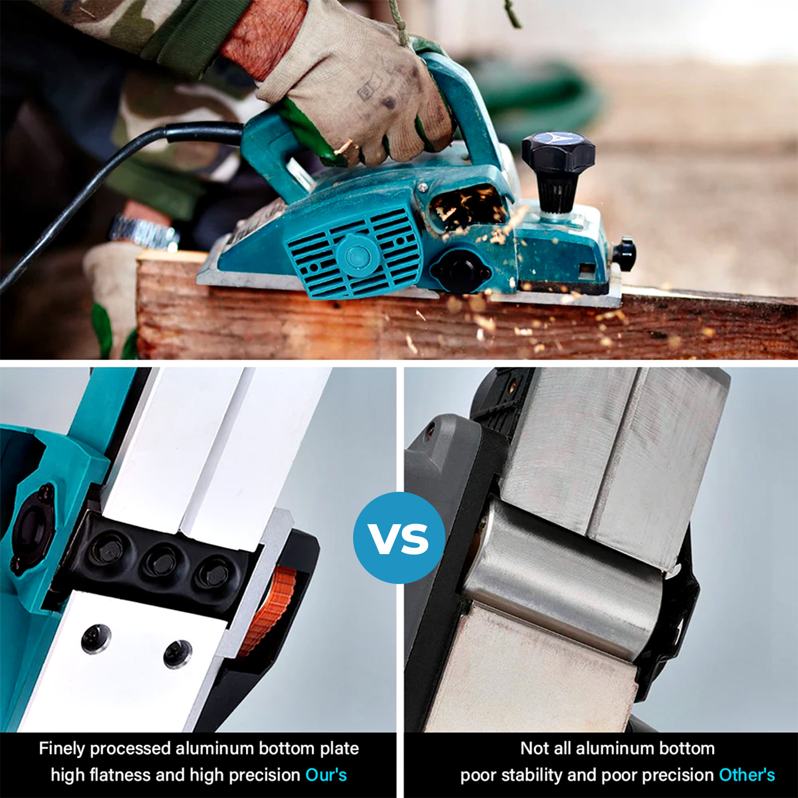 1200W Electric Wood Planer Corded Wood Plane Handheld