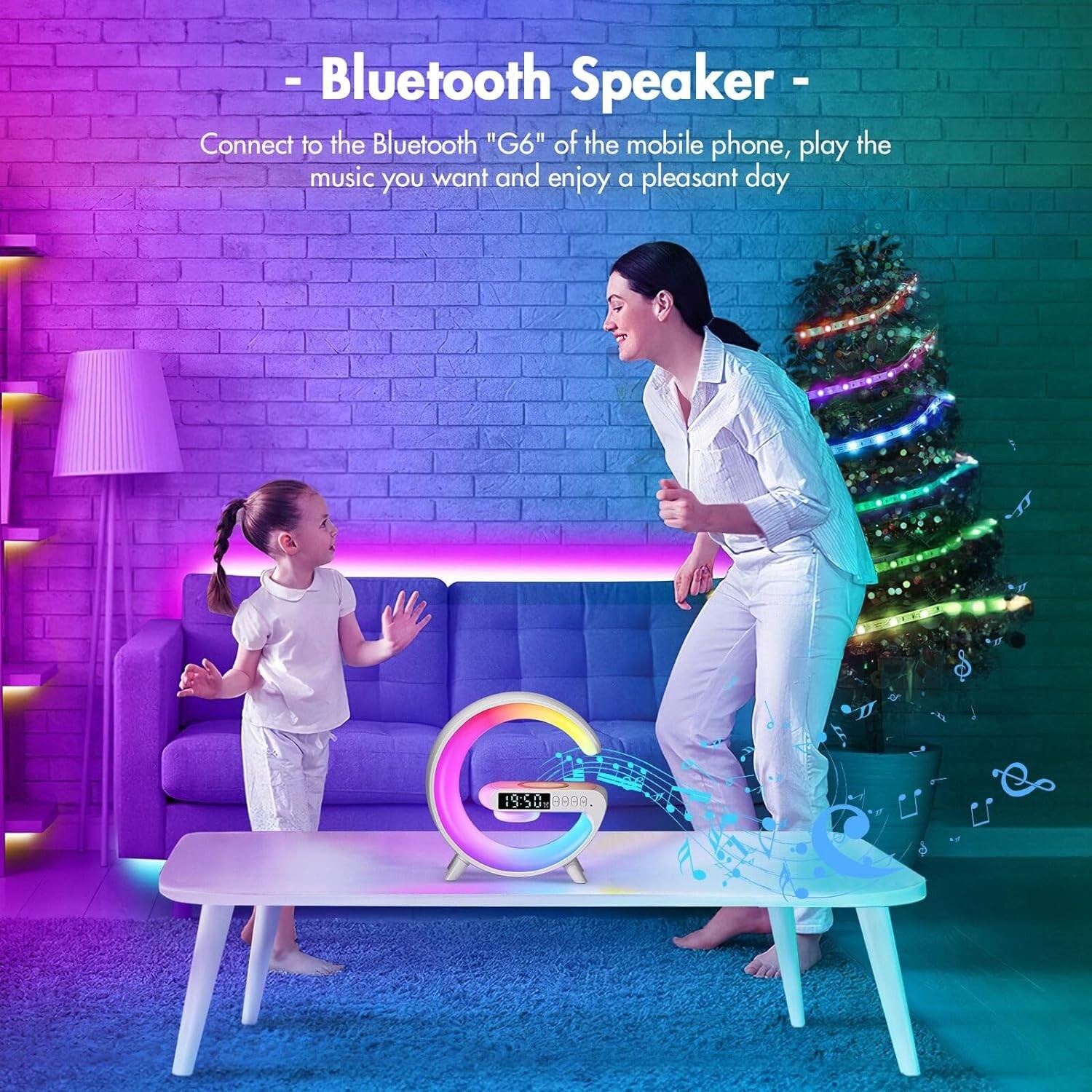 LED Smart G Lamp Intelligent Wireless Charger Bluetooth Speaker G Shape Lamp