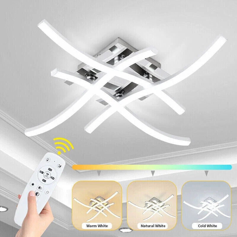 Black-Dimmable LED Ceiling Light With Remote Control Curved Ceiling Lights Fixture LED
