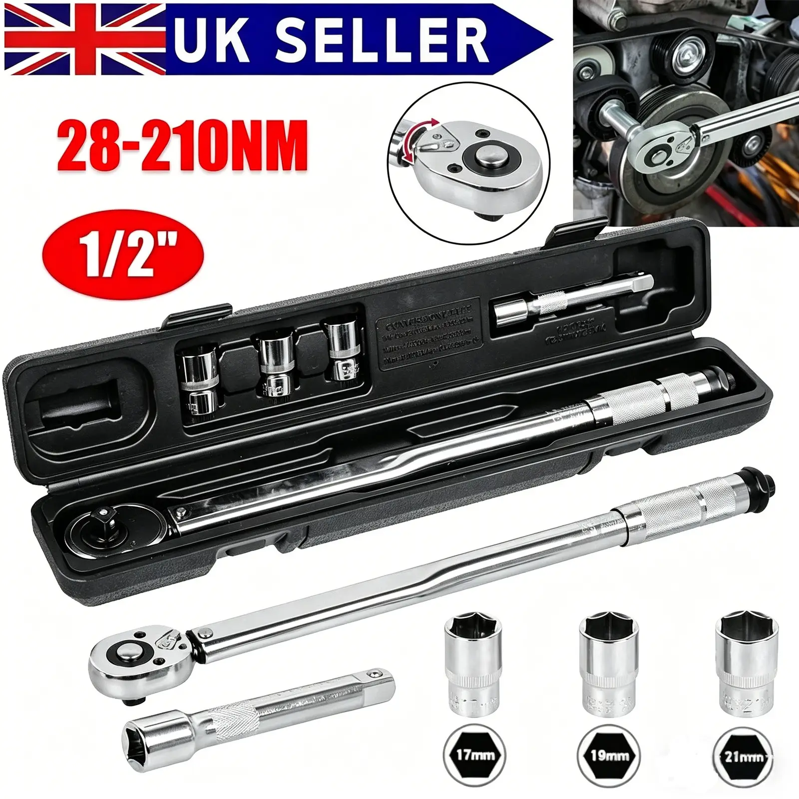 1-2 Inch Ratcheting Torque Wrench 28-210Nm