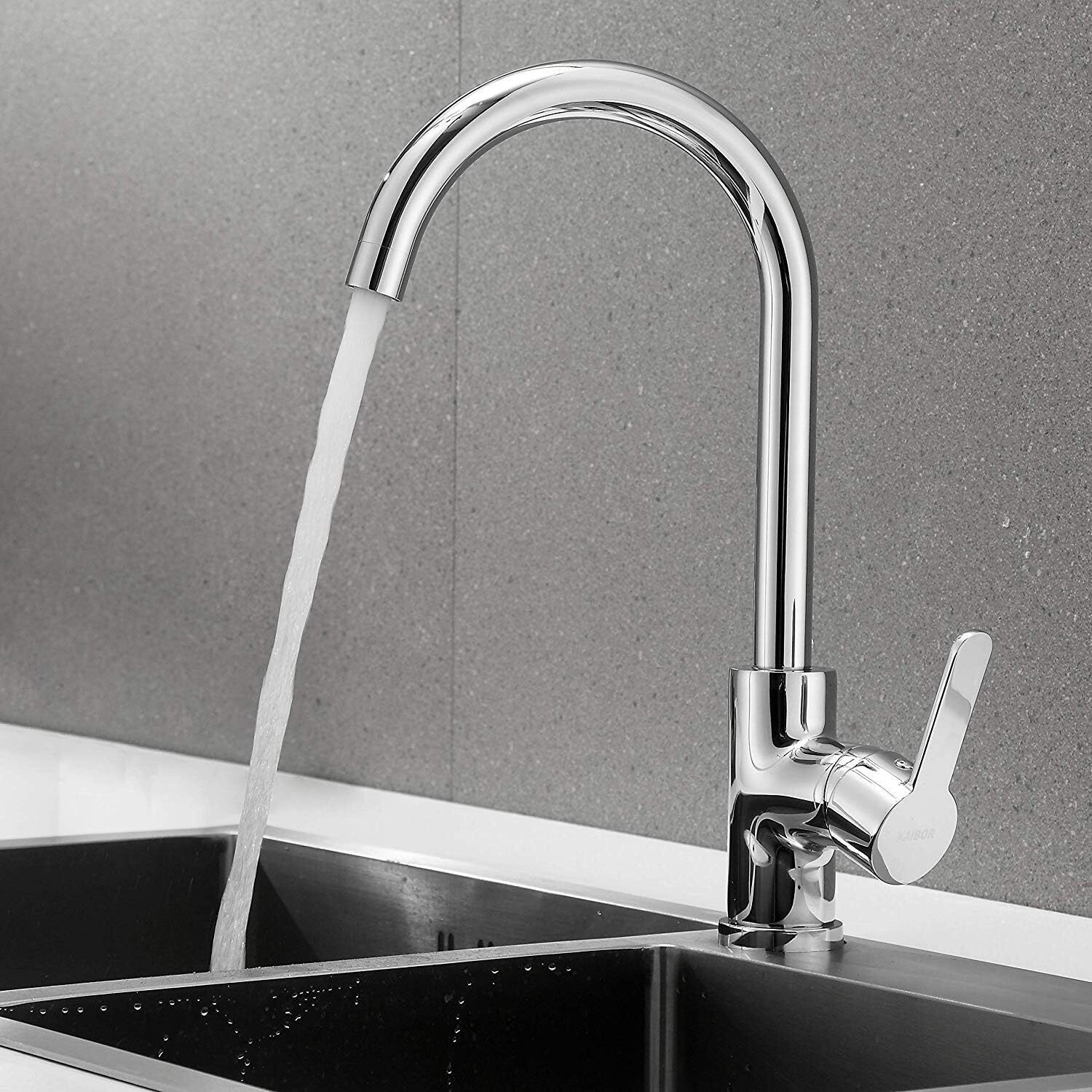 Kitchen Sink Mixer Taps Swivel Spout Single Lever Tap Mono Chrome Faucet Modern — image 6