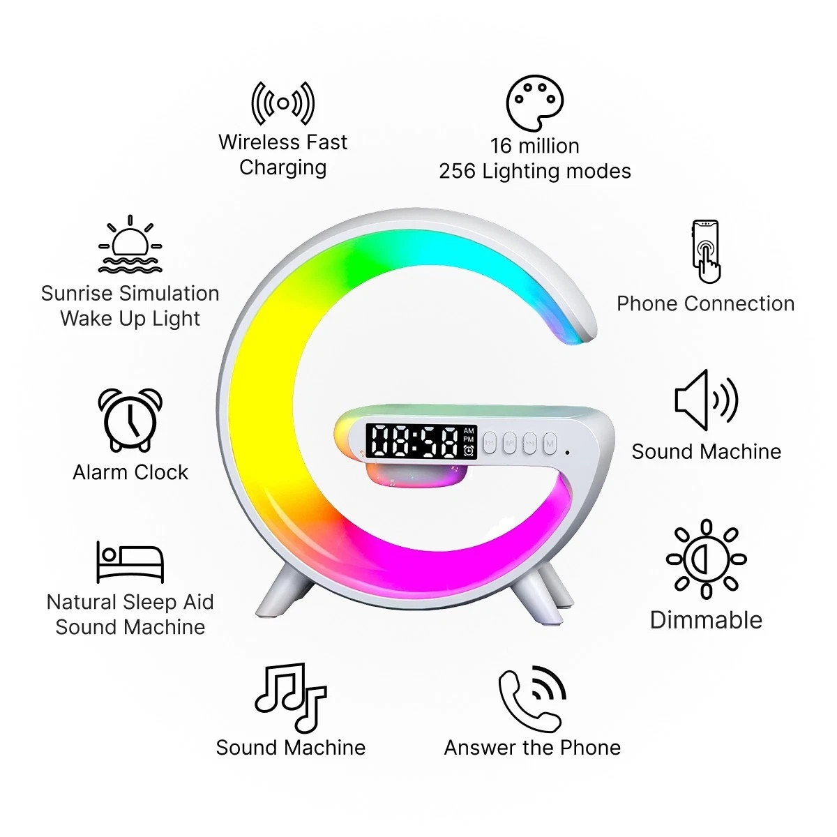 Lámpara LED con Parlante Bluetooth y Carga Inalámbrica