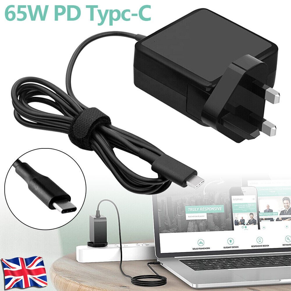 65W USB C Type-C Adapter Charger For DELL, HP, ASUS, Lenovo, Huawei,Acer Laptop 1