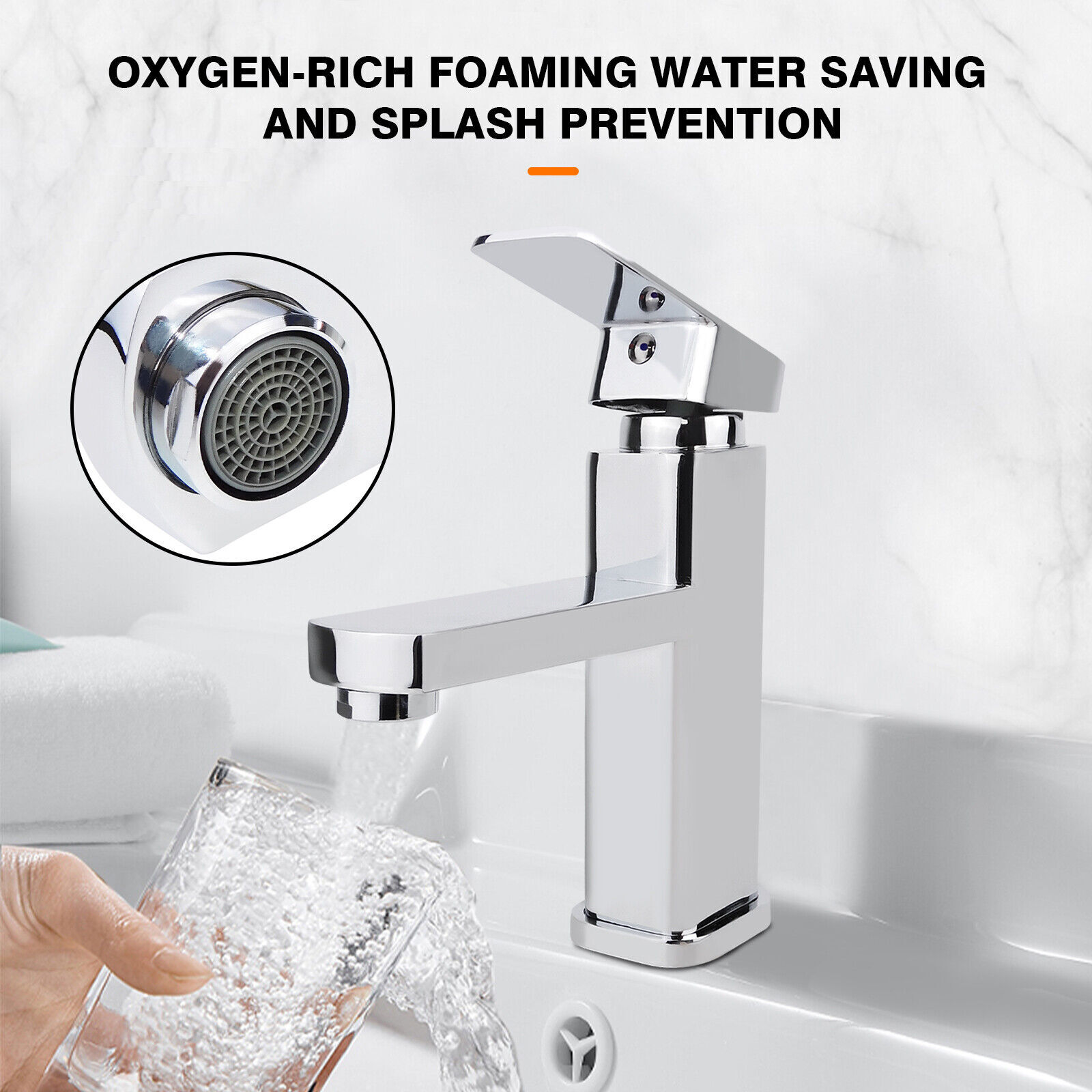 Waterfall Bathroom Sink Tap Cloakroom Basin Mixer Chrome Mono Faucet - Waste Set — image 2