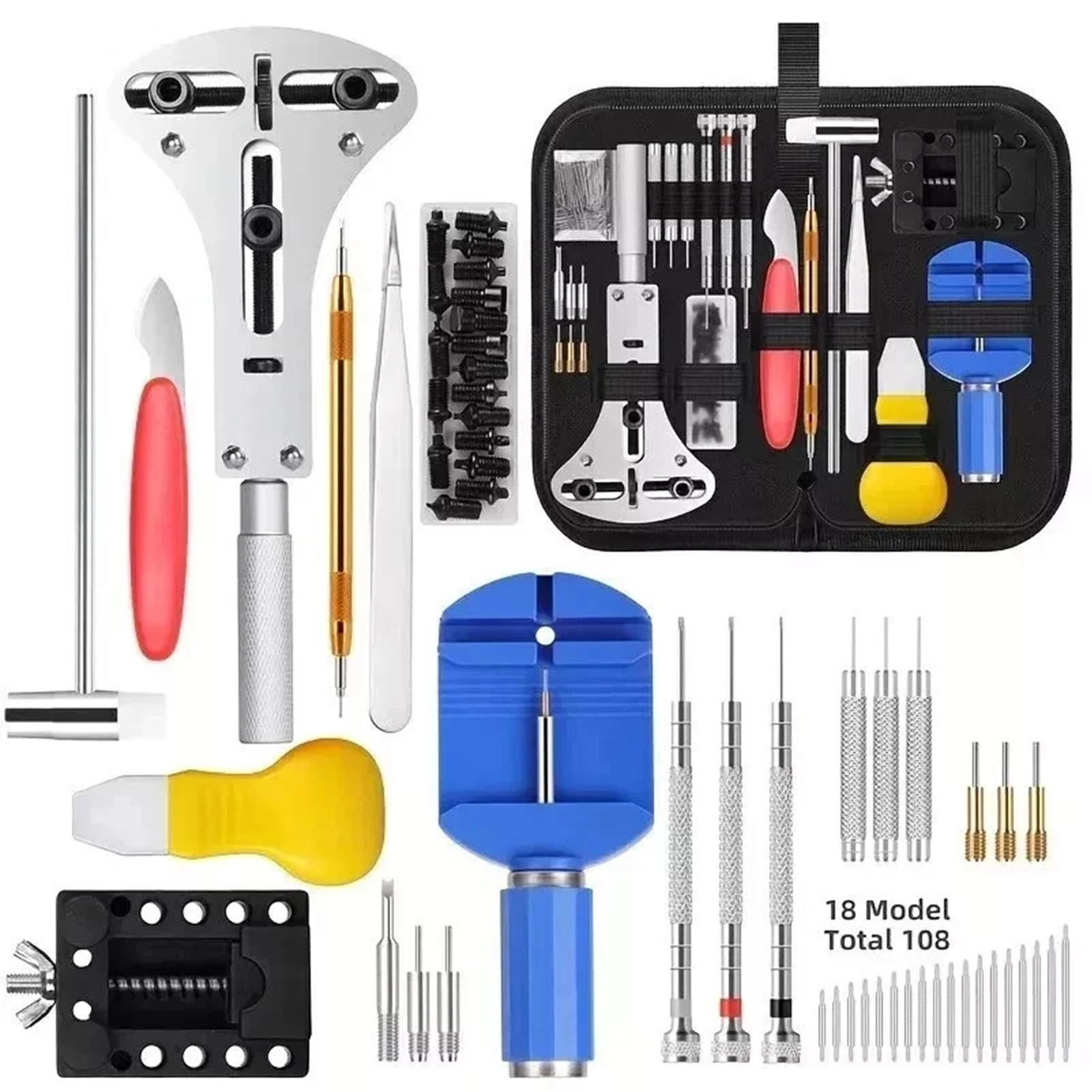 147PCS Watch Repair Tool Kit Back Case Opener Remover Spring Pin Bars Watchmaker
