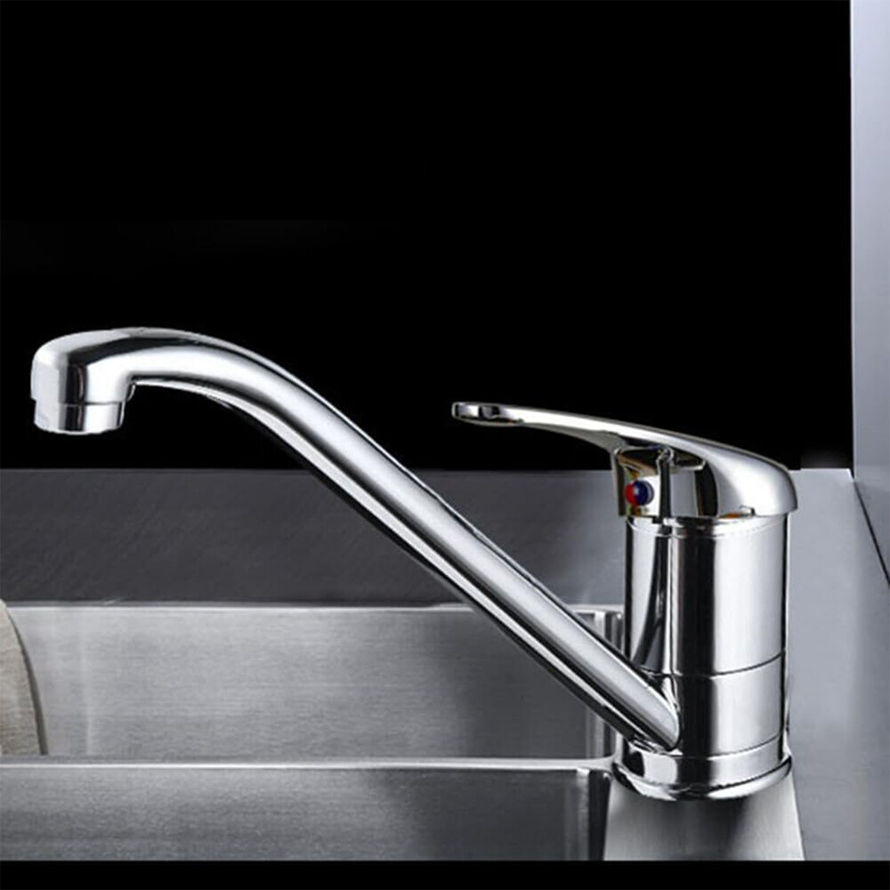 Modern Kitchen Sink Mixer Taps Swivel Spout Single Lever Tap Luna Mono Chrome UK — image 6