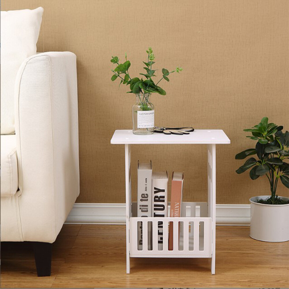 White Tea Coffee Small Table Sofa Side Table Storage Rack