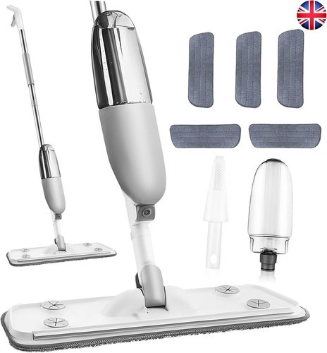 Spray Mop For Floor Cleaning 5 Reusable Microfibre Pad 550ml Water Bottle Tank