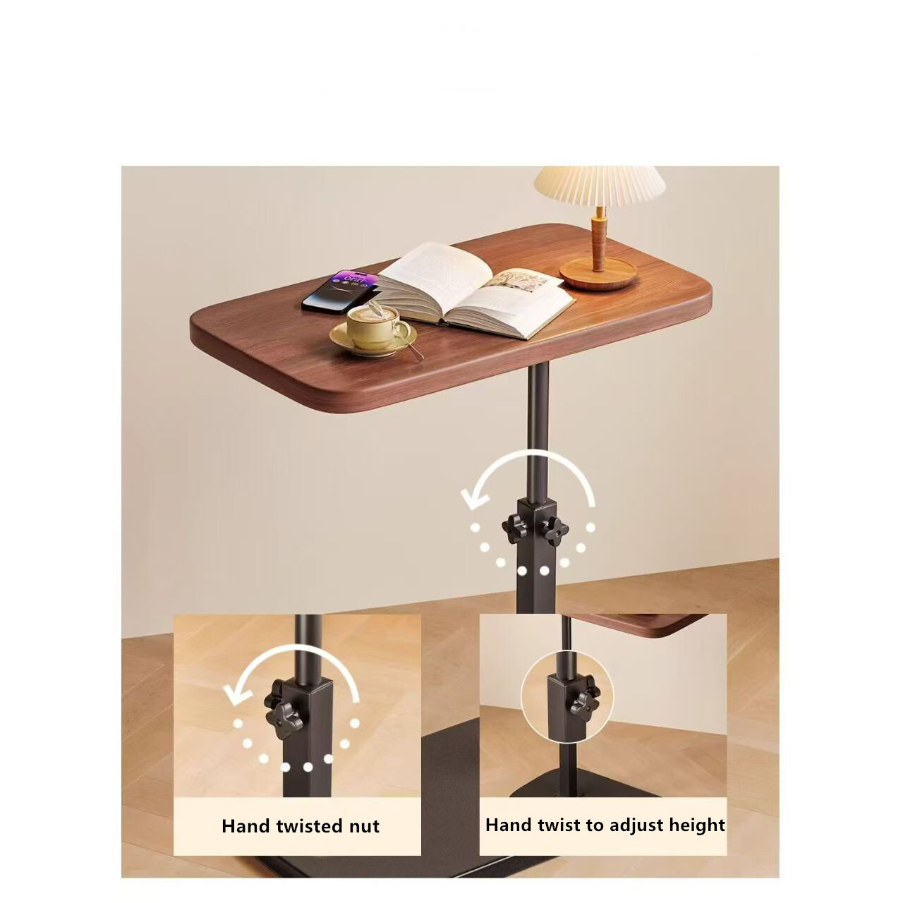 Adjustable C-Shaped Sofa Side End Table Coffee Laptop Table Living Room Bedroom 3