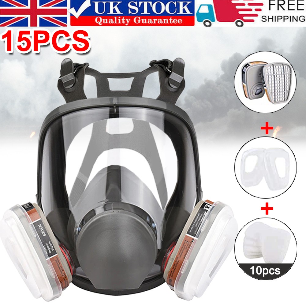 6800 Full Face 15 IN 1 Gas Mask Chemical Vapor Paint Spray Respirator  Filter