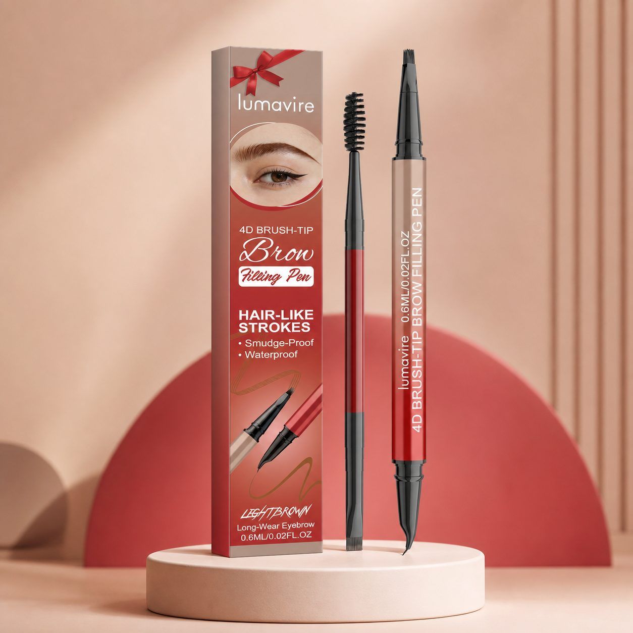 lumavire Four-Tip Eyebrow Pen, Light Brown, 0.6 ml