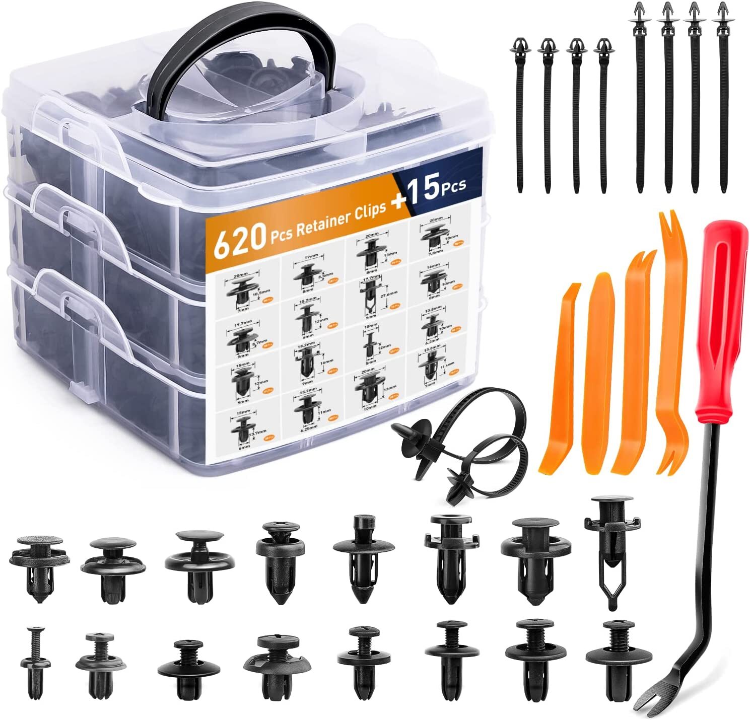 700PCS Car Body Plastic Auto Fasteners Push Trim Clips Pin Rivet Bumper Kits